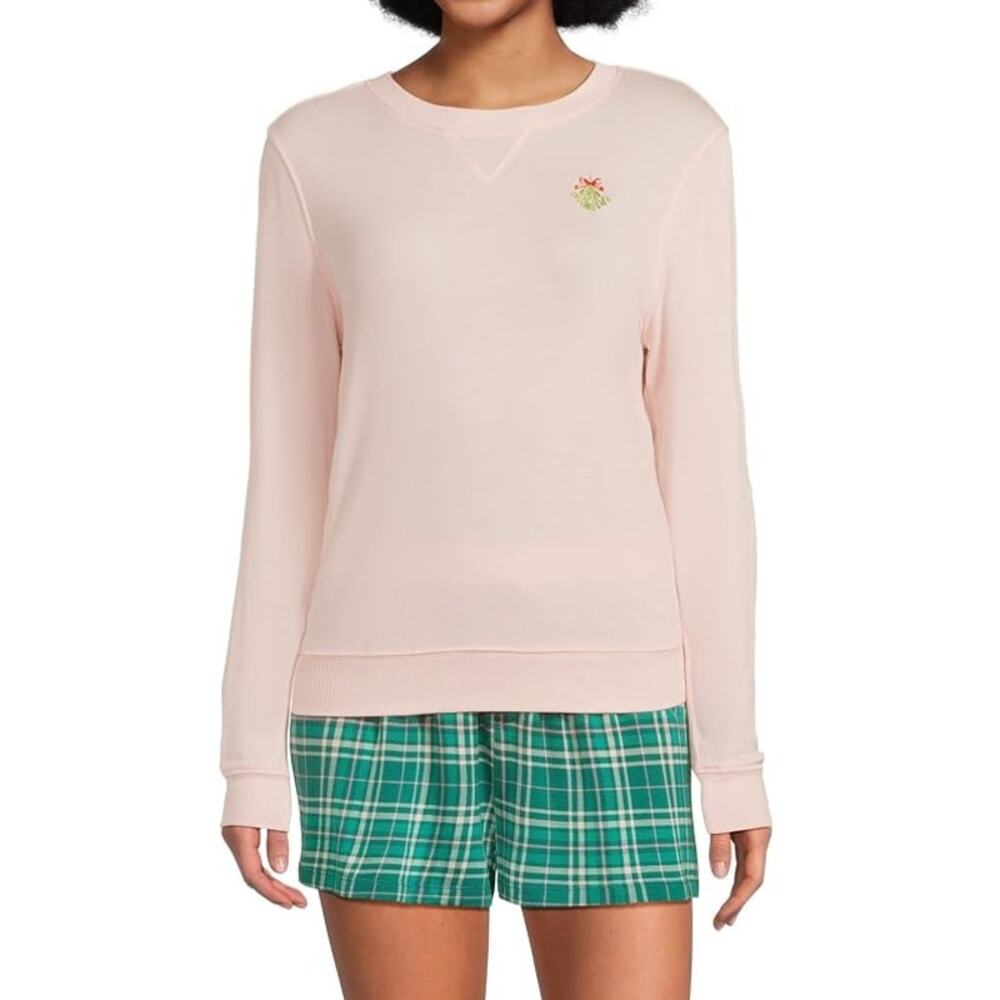 NWT Honeydew Mistletoe Plaid Sugar Sweetheart Long Sleeve Shorts Pajama Set Sz L
